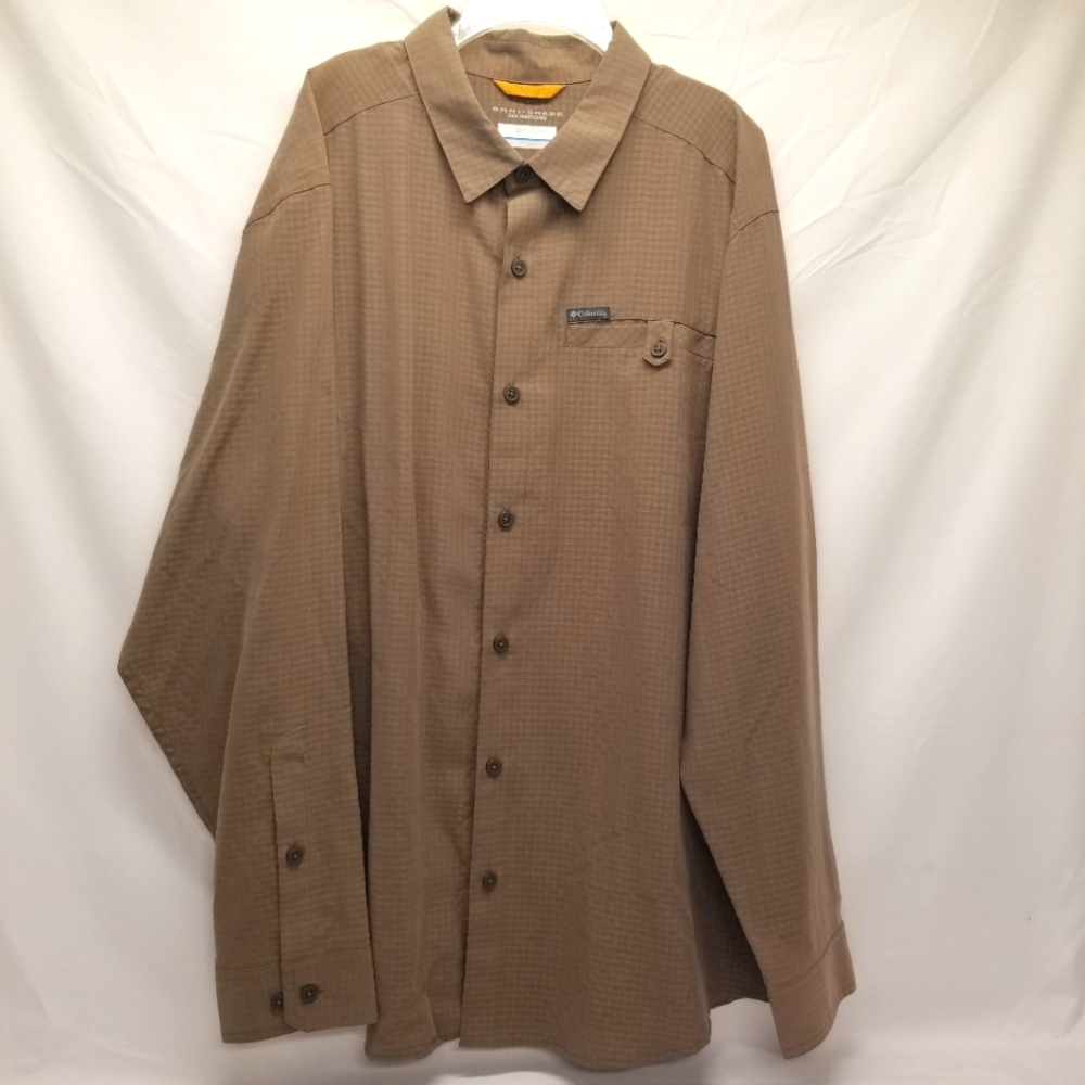 Columbia Men Shirt Size L Button Up Long Sleeve Omni-Shade Sun Protection